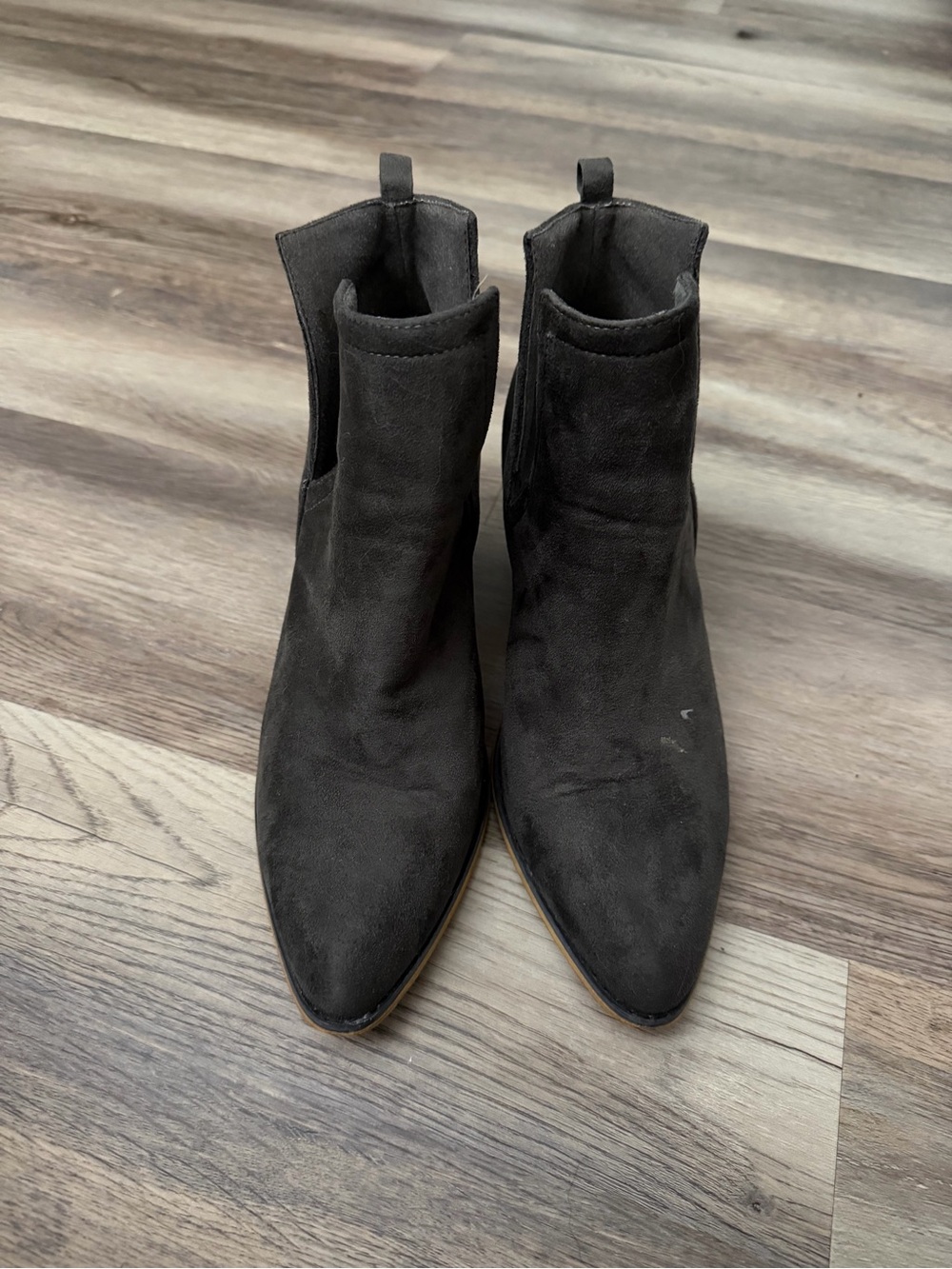 Jellypop Black Suede Pointed Ankle Booties
